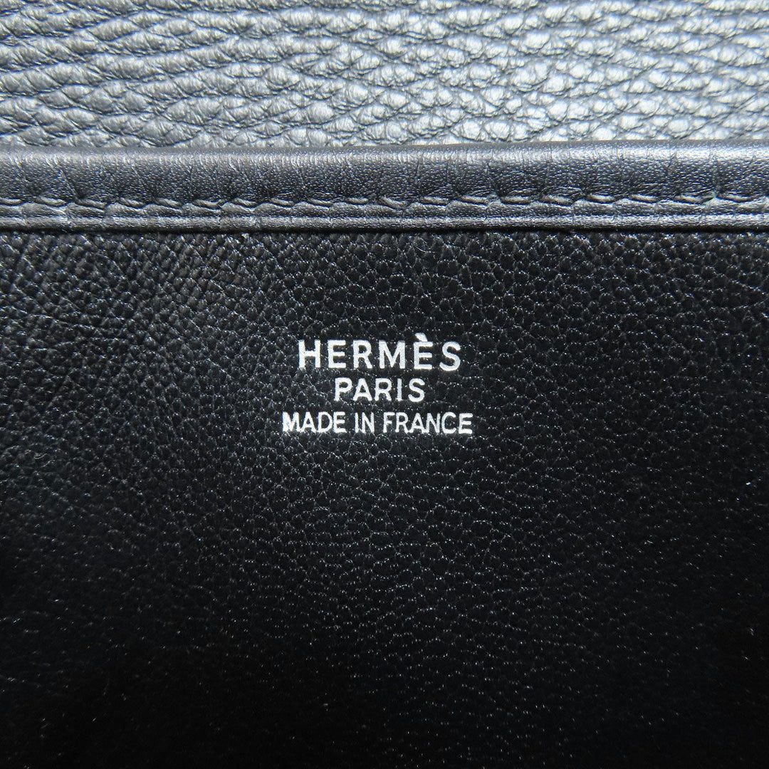HERMES Shoulder Bag Calfskin black Christine SilverMetal