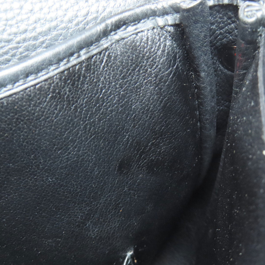 HERMES Shoulder Bag Calfskin black Christine SilverMetal