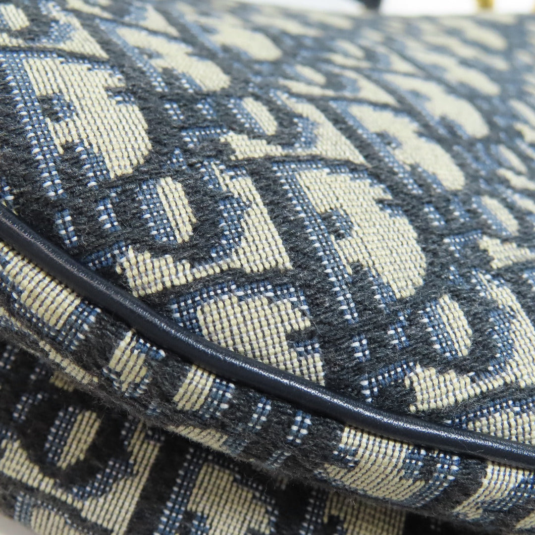 Christian Dior Handbag canvas Navy Trotter Pattern Women Used Authentic