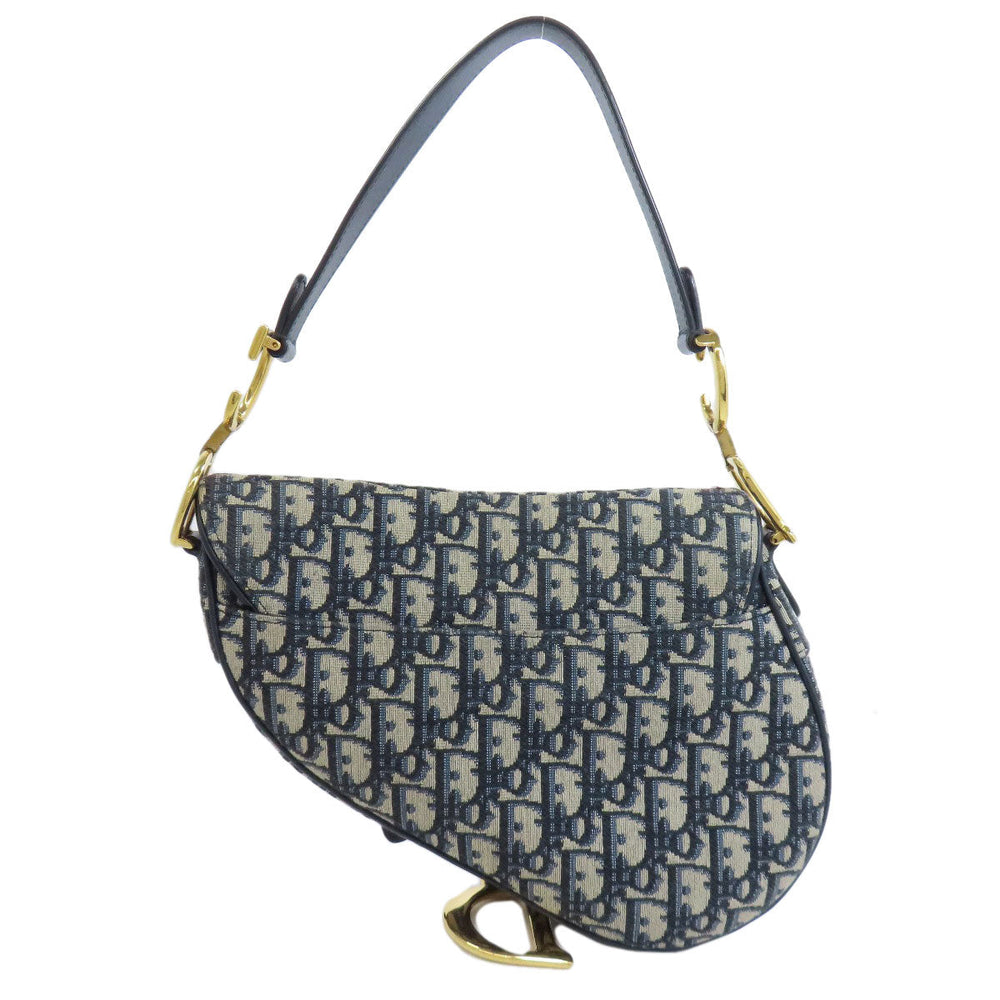 Christian Dior Handbag canvas Navy Trotter Pattern Women Used Authentic