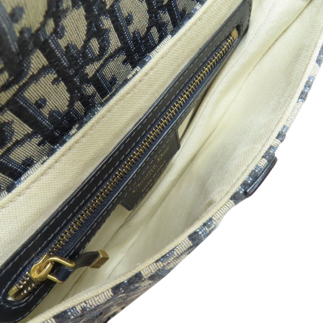 Christian Dior Handbag canvas Navy Trotter Pattern Women Used Authentic