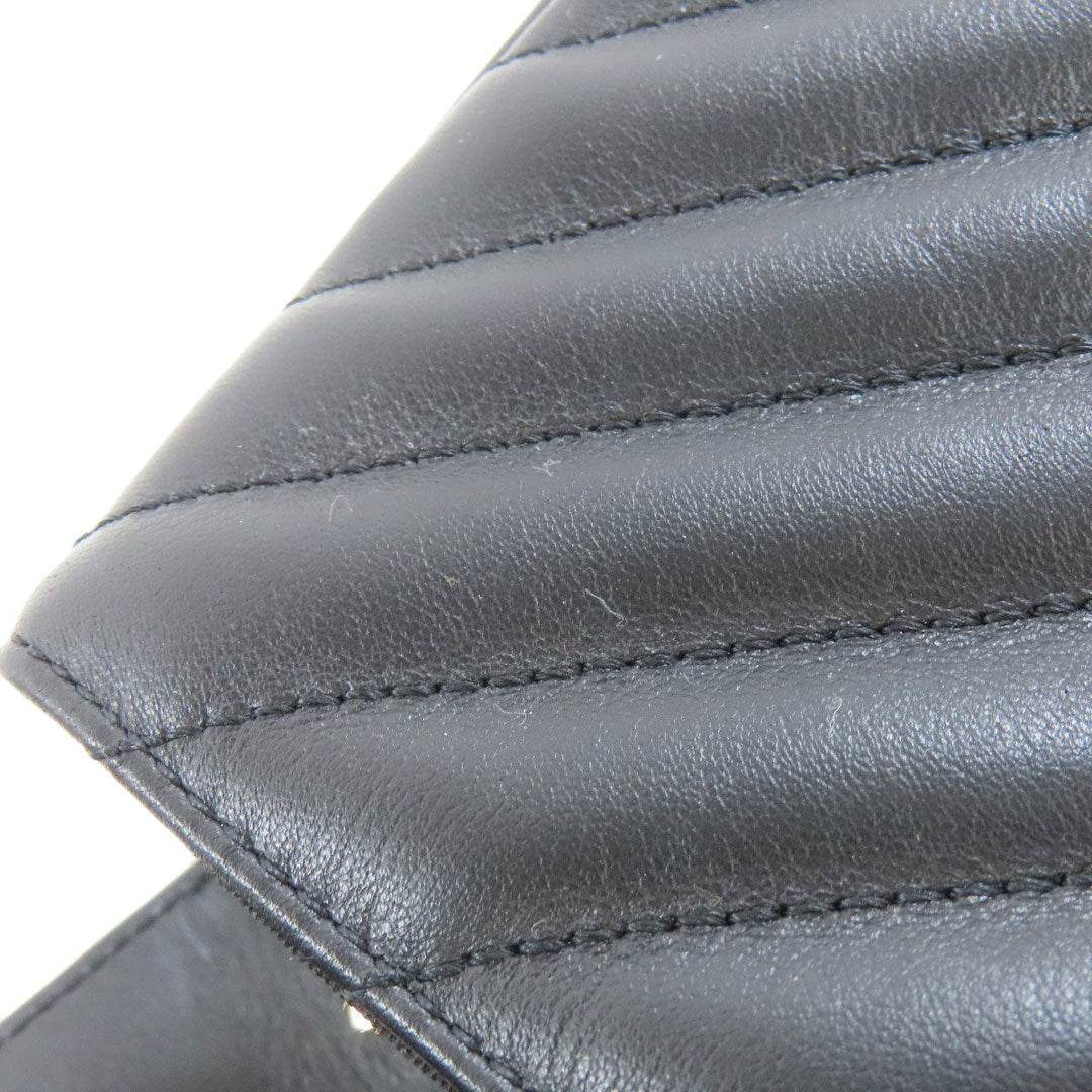 CHANEL Shoulder Bag lambskin black ChainShoulder Vstitch Gold Metal Women Used Authentic