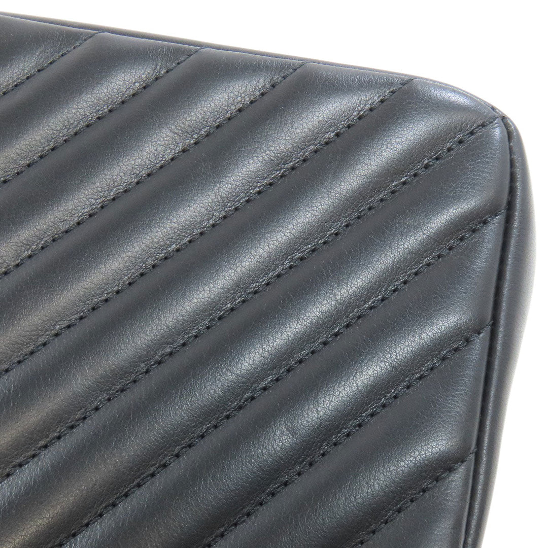 CHANEL Shoulder Bag lambskin black ChainShoulder Vstitch Gold Metal Women Used Authentic