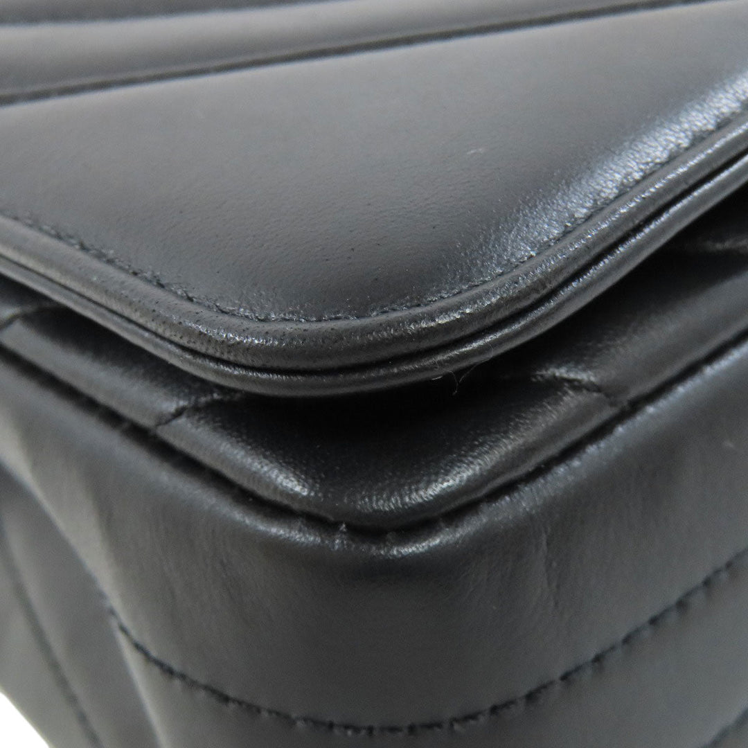 CHANEL Shoulder Bag lambskin black ChainShoulder Vstitch Gold Metal Women Used Authentic