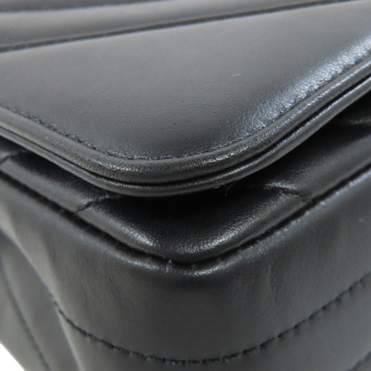 CHANEL Shoulder Bag lambskin black ChainShoulder Vstitch Gold Metal Women Used Authentic