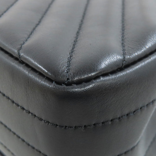 CHANEL Shoulder Bag lambskin black ChainShoulder Vstitch Gold Metal Women Used Authentic