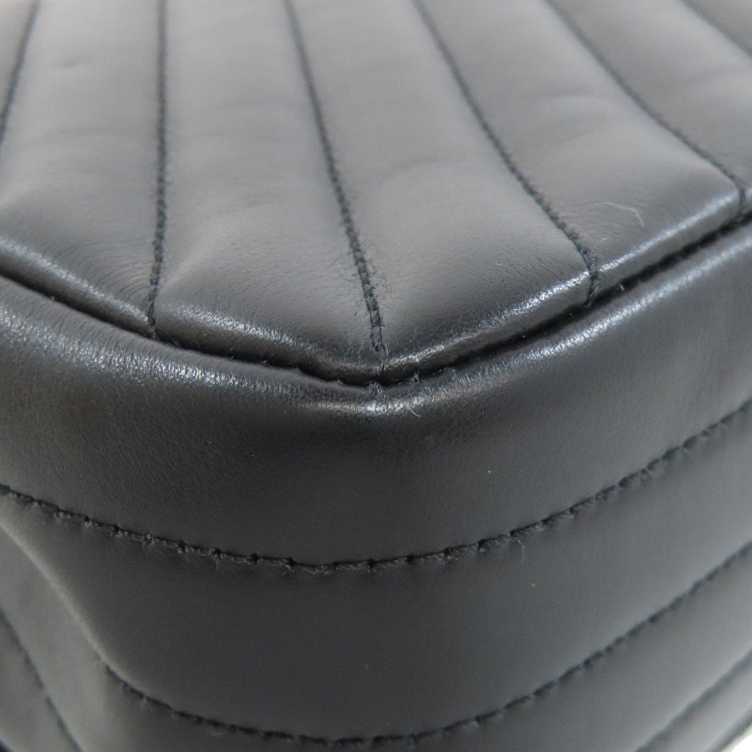 CHANEL Shoulder Bag lambskin black ChainShoulder Vstitch Gold Metal Women Used Authentic