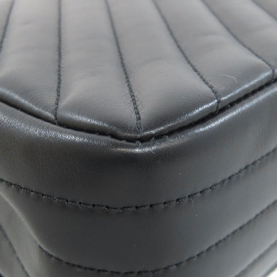 CHANEL Shoulder Bag lambskin black ChainShoulder Vstitch Gold Metal Women Used Authentic