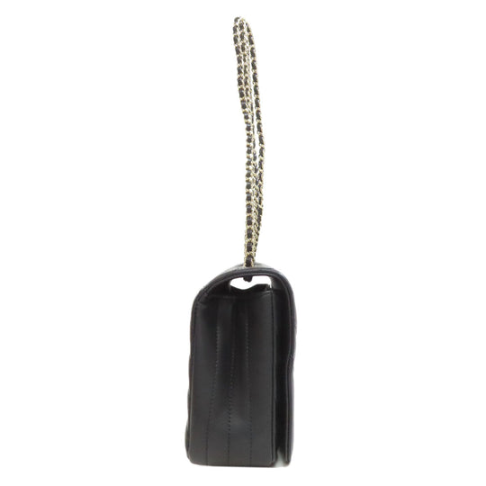 CHANEL Shoulder Bag lambskin black ChainShoulder Vstitch Gold Metal Women Used Authentic