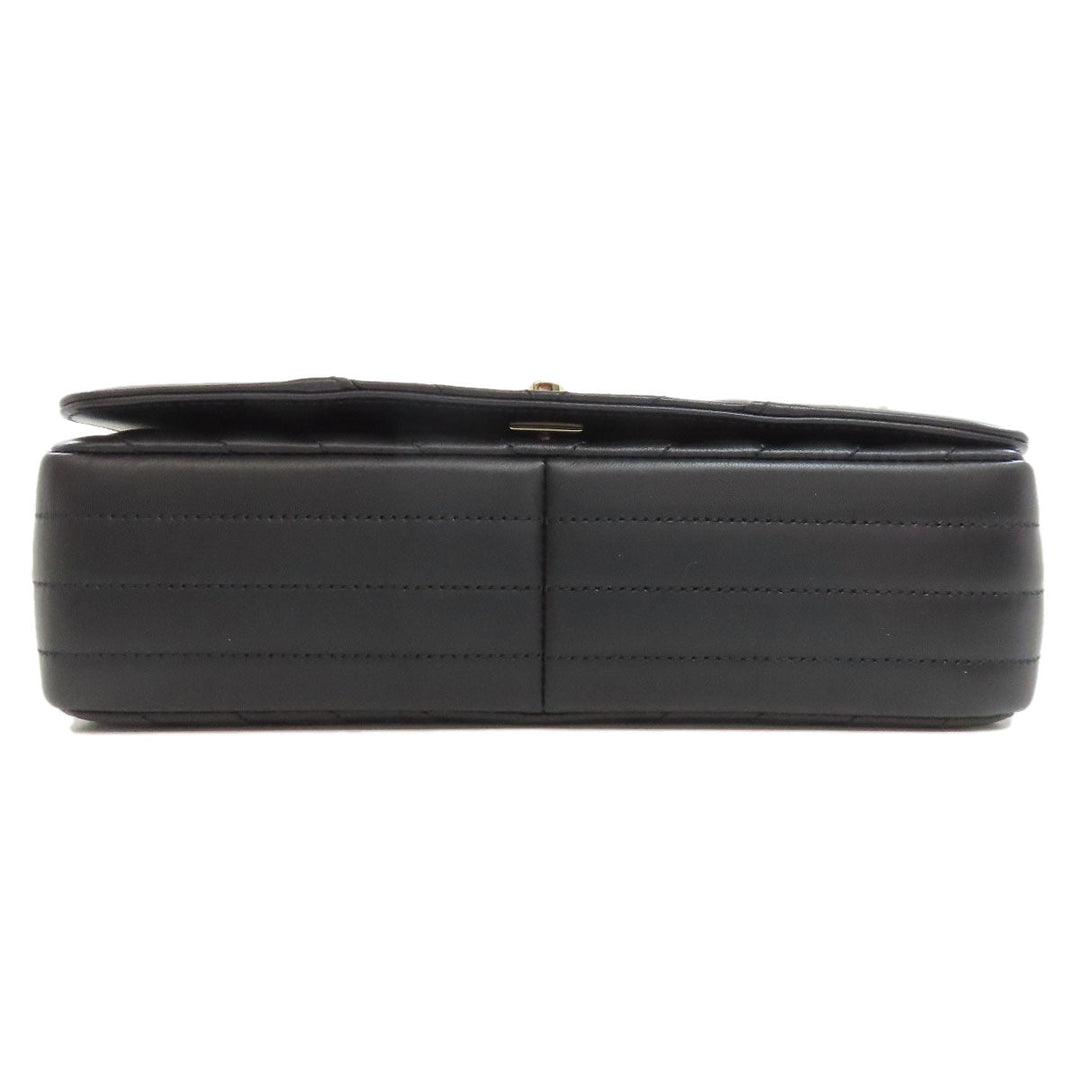 CHANEL Shoulder Bag lambskin black ChainShoulder Vstitch Gold Metal Women Used Authentic