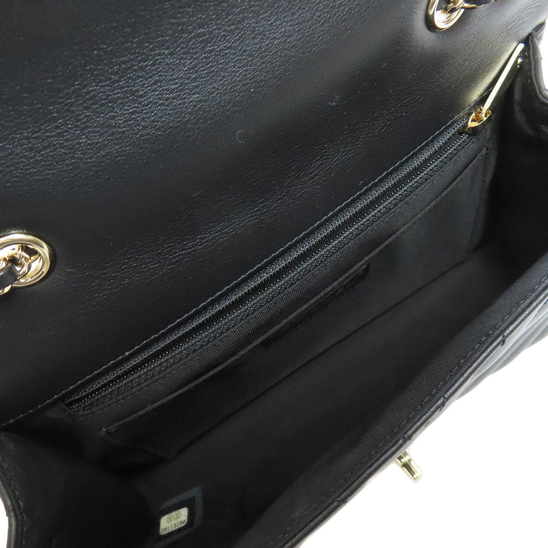 CHANEL Shoulder Bag lambskin black ChainShoulder Vstitch Gold Metal Women Used Authentic