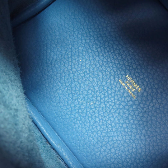 HERMES Handbag Taurillon Clemence blue Picotin Lock PM Gold Metal Women Used Authentic