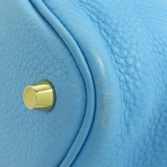 HERMES Handbag Taurillon Clemence blue Picotin Lock PM Gold Metal Women Used Authentic