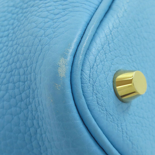 HERMES Handbag Taurillon Clemence blue Picotin Lock PM Gold Metal Women Used Authentic