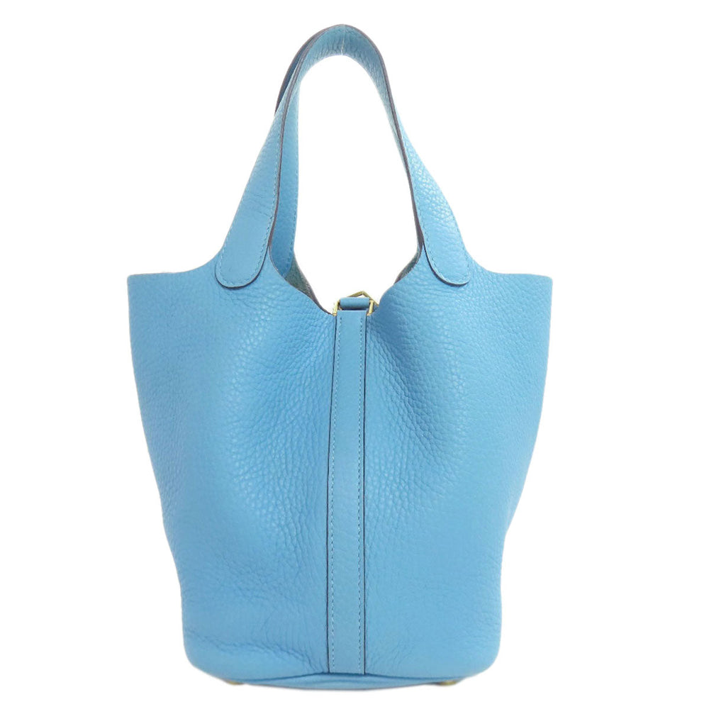 HERMES Handbag Taurillon Clemence blue Picotin Lock PM Gold Metal Women Used Authentic