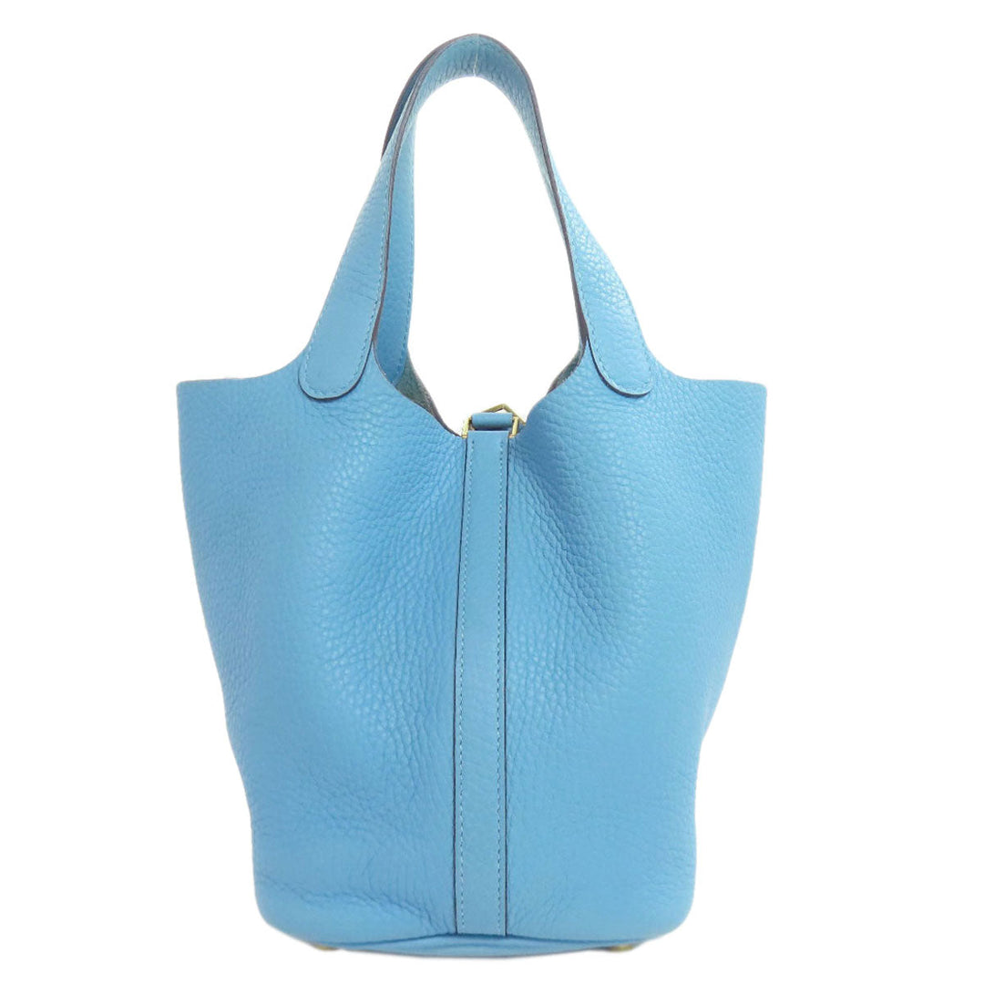 HERMES Handbag Taurillon Clemence blue Picotin Lock PM Gold Metal Women Used Authentic