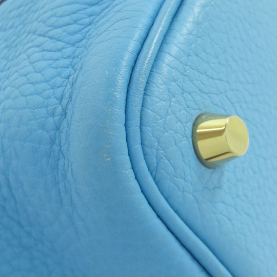 HERMES Handbag Taurillon Clemence blue Picotin Lock PM Gold Metal Women Used Authentic