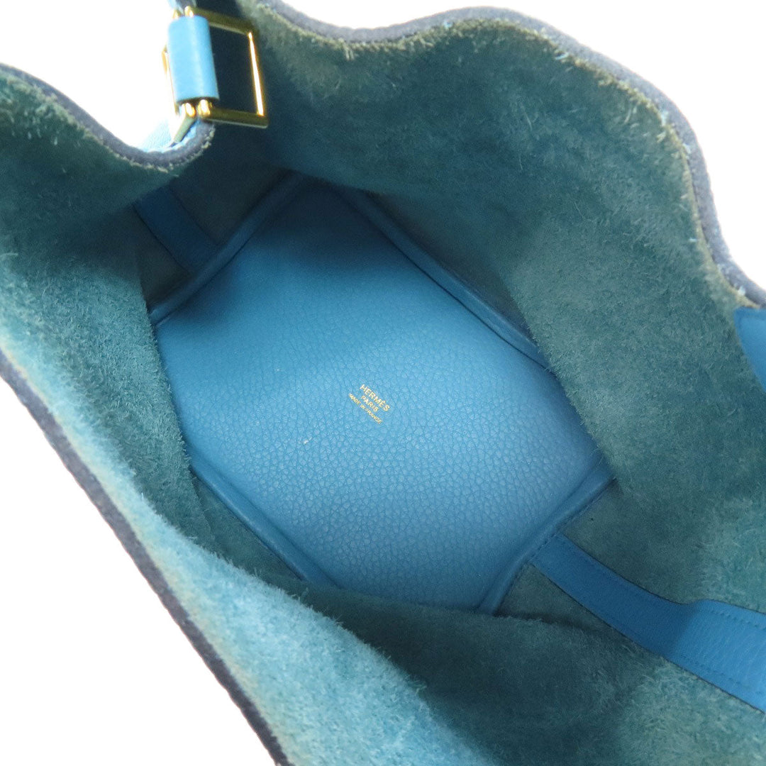 HERMES Handbag Taurillon Clemence blue Picotin Lock PM Gold Metal Women Used Authentic
