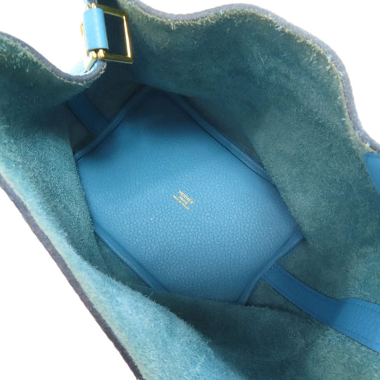 HERMES Handbag Taurillon Clemence blue Picotin Lock PM Gold Metal Women Used Authentic