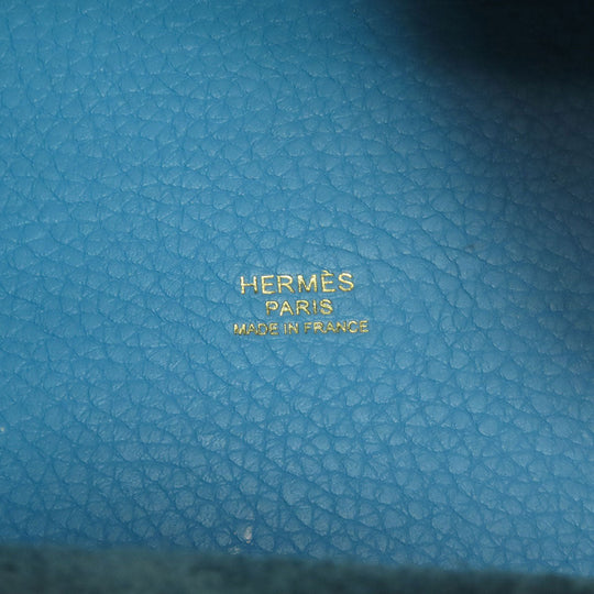 HERMES Handbag Taurillon Clemence blue Picotin Lock PM Gold Metal Women Used Authentic