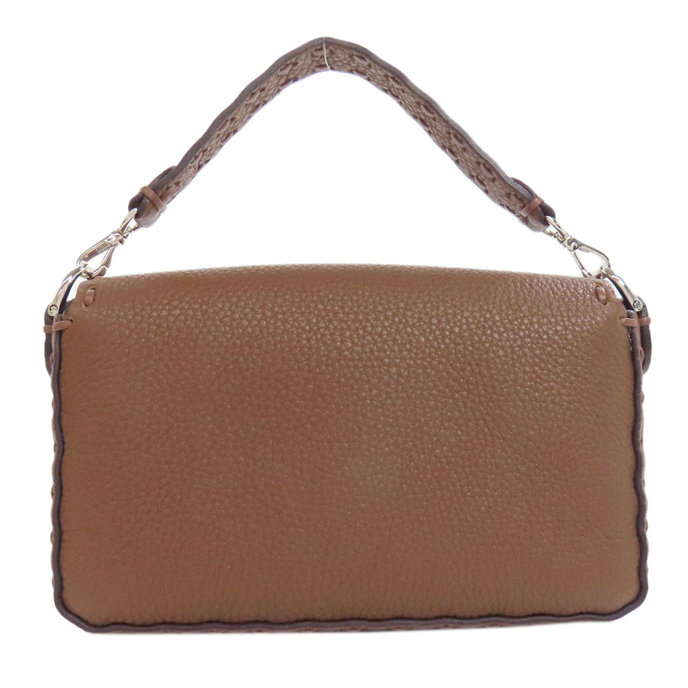 FENDI Handbag Calfskin Brown Baguette Mini Selleria 2WAY Women Used Authentic