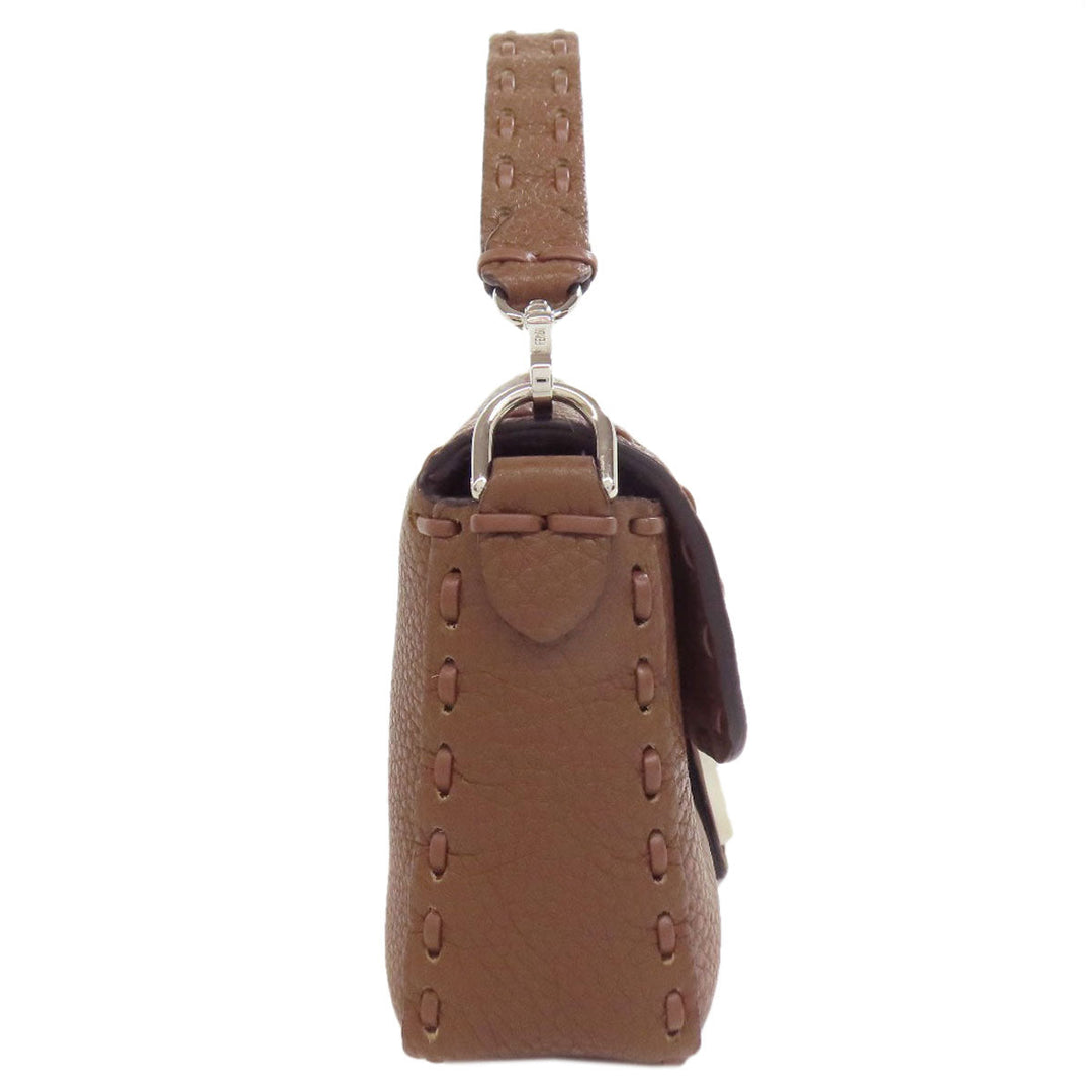 FENDI Handbag Calfskin Brown Baguette Mini Selleria 2WAY Women Used Authentic