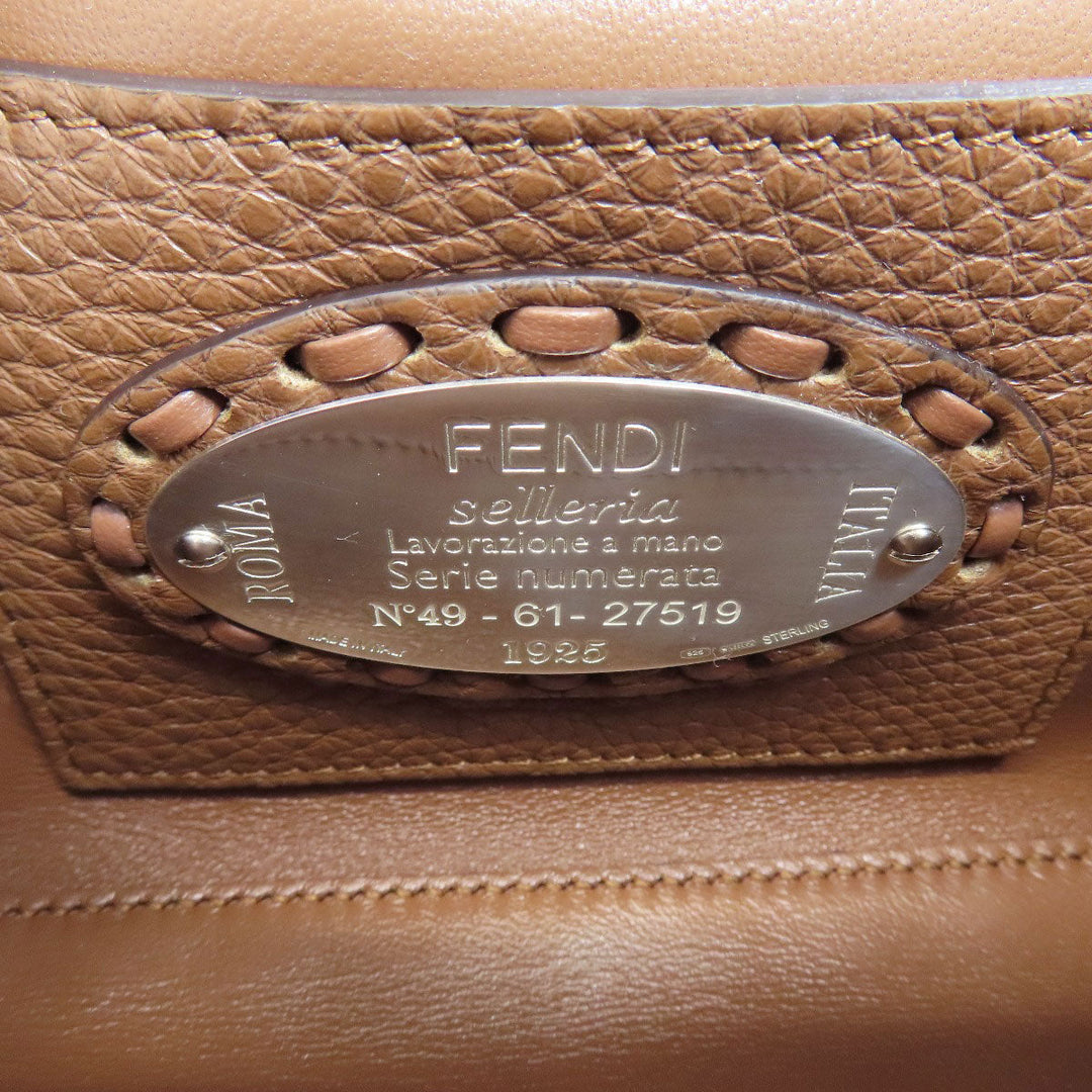 FENDI Handbag Calfskin Brown Baguette Mini Selleria 2WAY Women Used Authentic