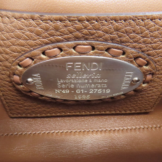 FENDI Handbag Calfskin Brown Baguette Mini Selleria 2WAY Women Used Authentic