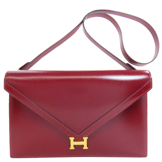 HERMES Shoulder Bag Box scarf Red Riddi Gold Metal Women Used Authentic
