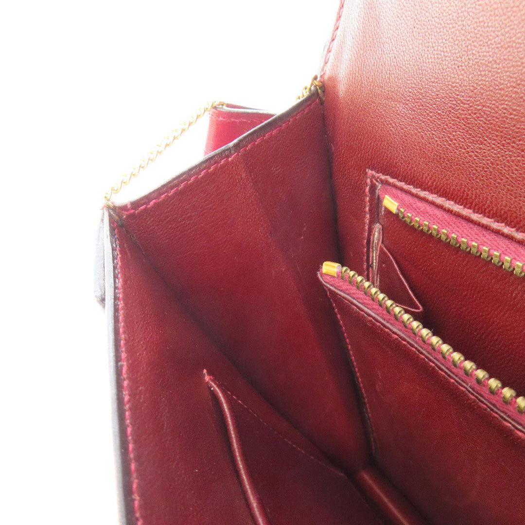 HERMES Shoulder Bag Box scarf Red Riddi Gold Metal Women Used Authentic