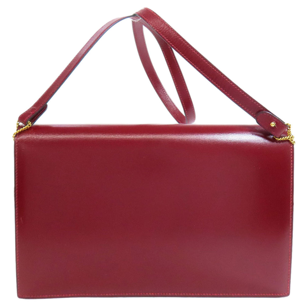 HERMES Shoulder Bag Box scarf Red Riddi Gold Metal Women Used Authentic