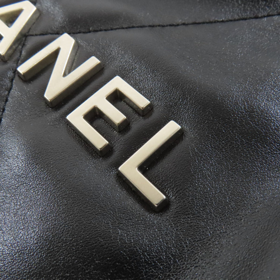 CHANEL Backpack lambskin black Chanel 22 Backpack Silver Metal Women Used Authentic