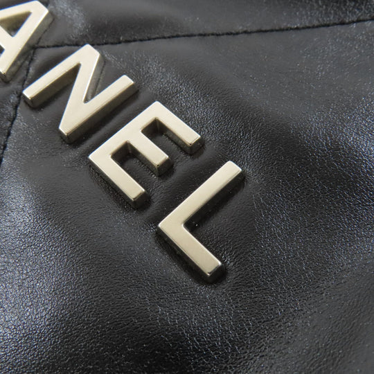 CHANEL Backpack lambskin black Chanel 22 Backpack Silver Metal Women Used Authentic