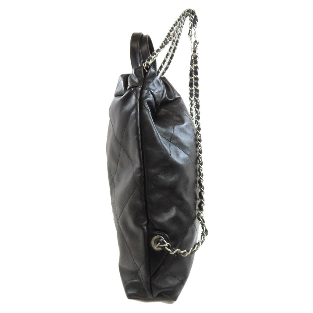 CHANEL Backpack lambskin black Chanel 22 Backpack Silver Metal Women Used Authentic