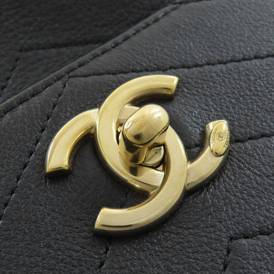 CHANEL Backpack Calfskin black Vstitch COCO Mark Gold Metal Women Used Authentic