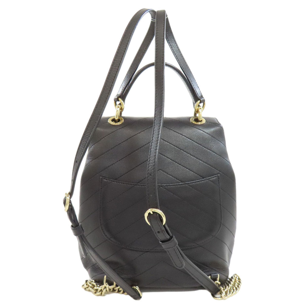 CHANEL Backpack Calfskin black Vstitch COCO Mark Gold Metal Women Used Authentic