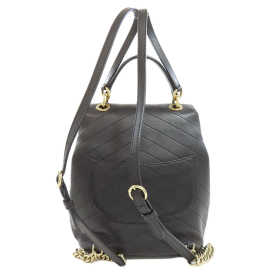 CHANEL Backpack Calfskin black Vstitch COCO Mark Gold Metal Women Used Authentic