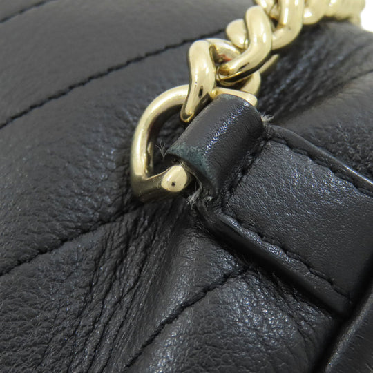 CHANEL Backpack Calfskin black Vstitch COCO Mark Gold Metal Women Used Authentic