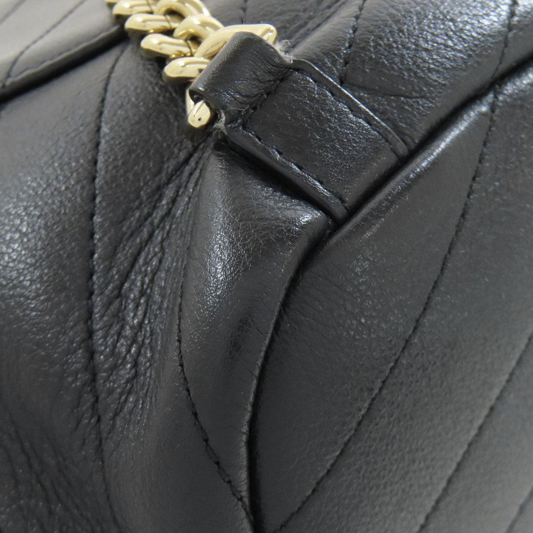 CHANEL Backpack Calfskin black Vstitch COCO Mark Gold Metal Women Used Authentic