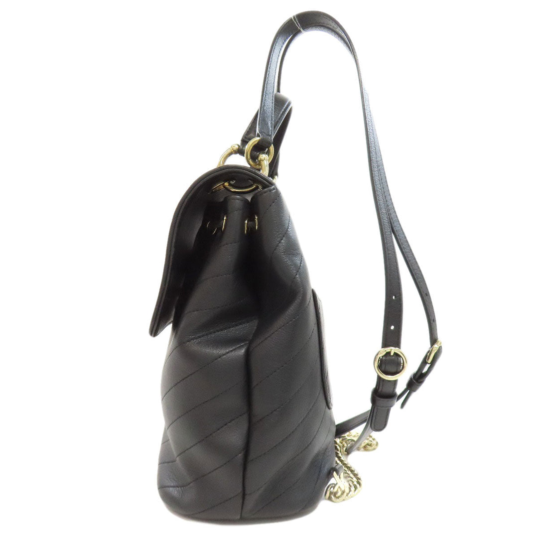 CHANEL Backpack Calfskin black Vstitch COCO Mark Gold Metal Women Used Authentic