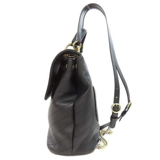CHANEL Backpack Calfskin black Vstitch COCO Mark Gold Metal Women Used Authentic