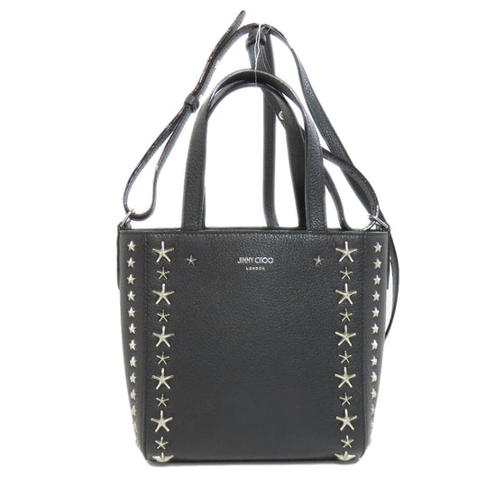 JIMMY CHOO Handbag leather black Pegasi 2WAY Women Used Authentic