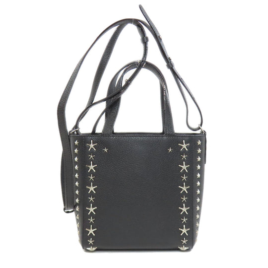 JIMMY CHOO Handbag leather black Pegasi 2WAY Women Used Authentic