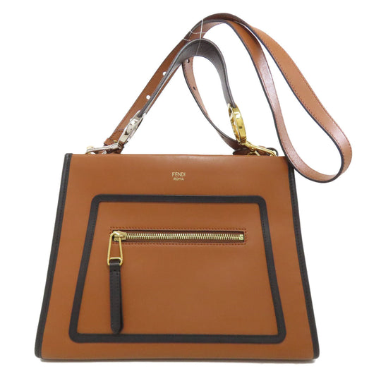 FENDI Tote Bag 8BH344 Calfskin Brown Runaway 2WAY