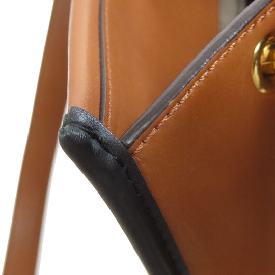 FENDI Tote Bag 8BH344 Calfskin Brown Runaway 2WAY