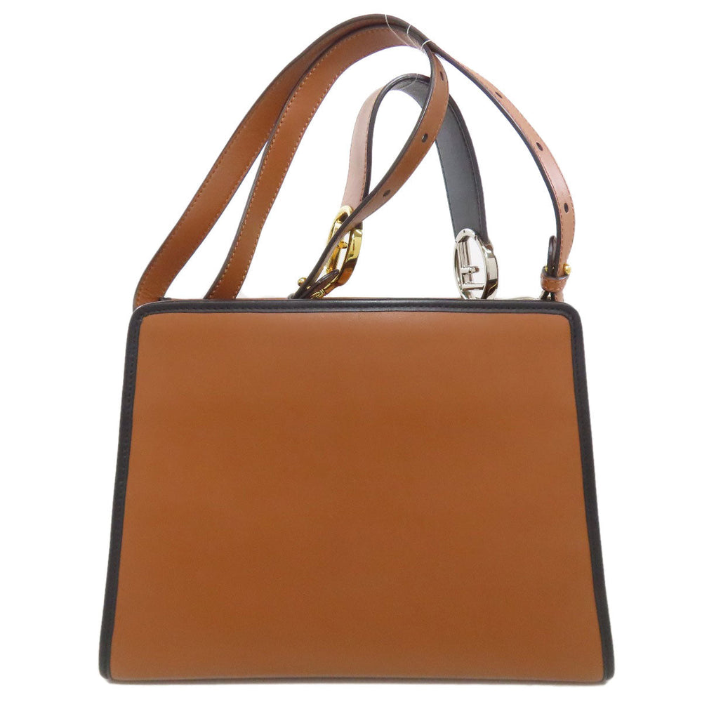 FENDI Tote Bag 8BH344 Calfskin Brown Runaway 2WAY