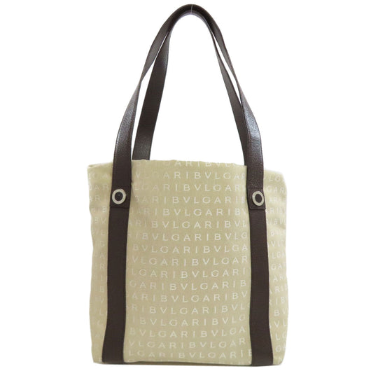 BVLGARI Tote Bag canvas beige Logo mania
