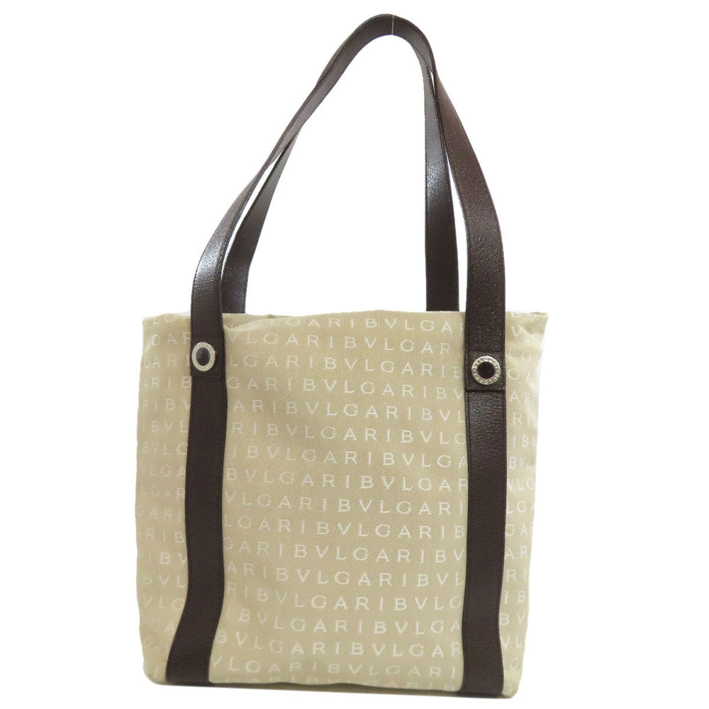 BVLGARI Tote Bag canvas beige Logo mania