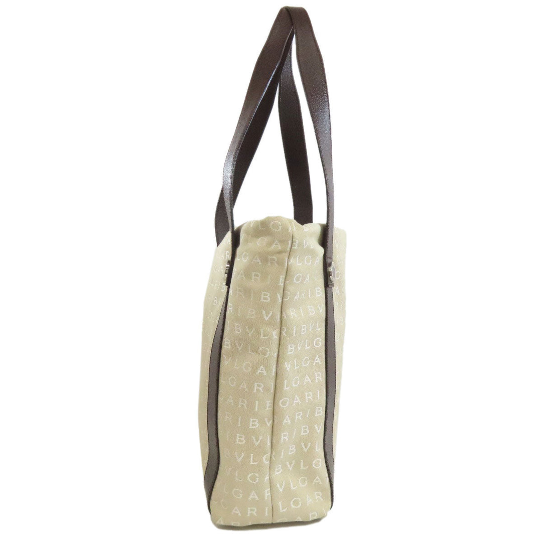 BVLGARI Tote Bag canvas beige Logo mania
