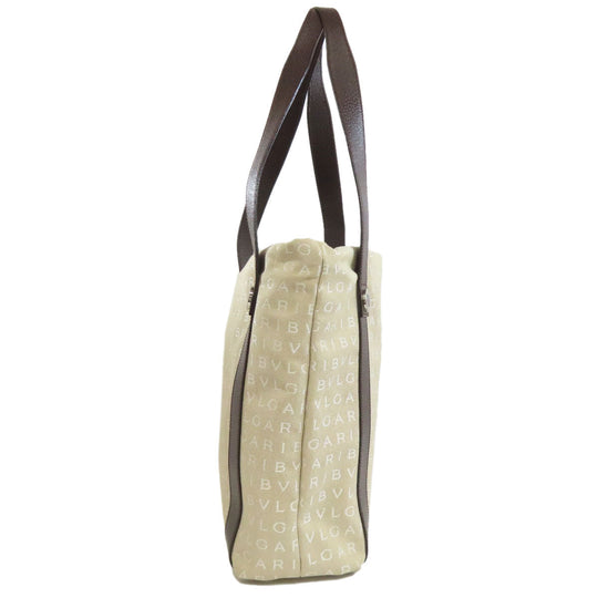 BVLGARI Tote Bag canvas beige Logo mania